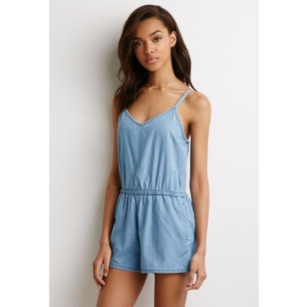 Forever 21 Blue denim romper